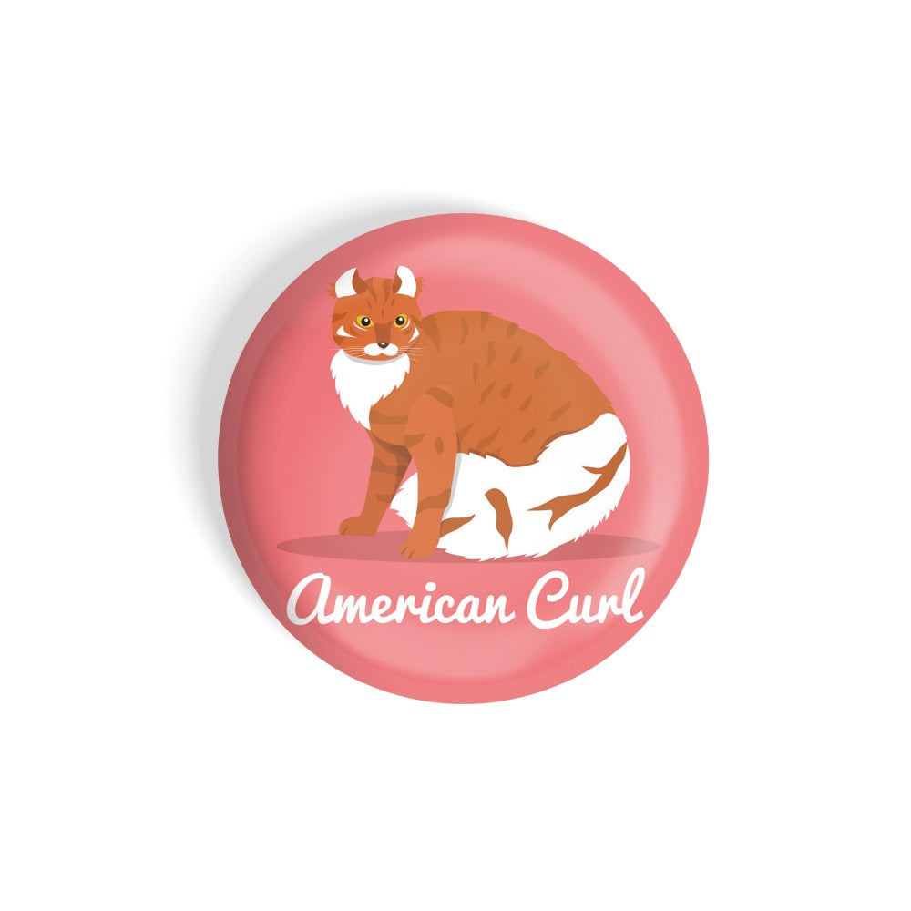 dhcrafts Round Fridge Magnet Red Color American Curl Pet Cat Glossy Finish Design Pack of 1 (58 mm)